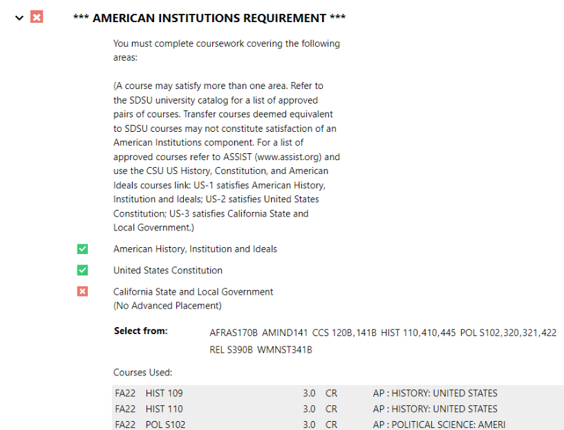 American Institutions Requirement