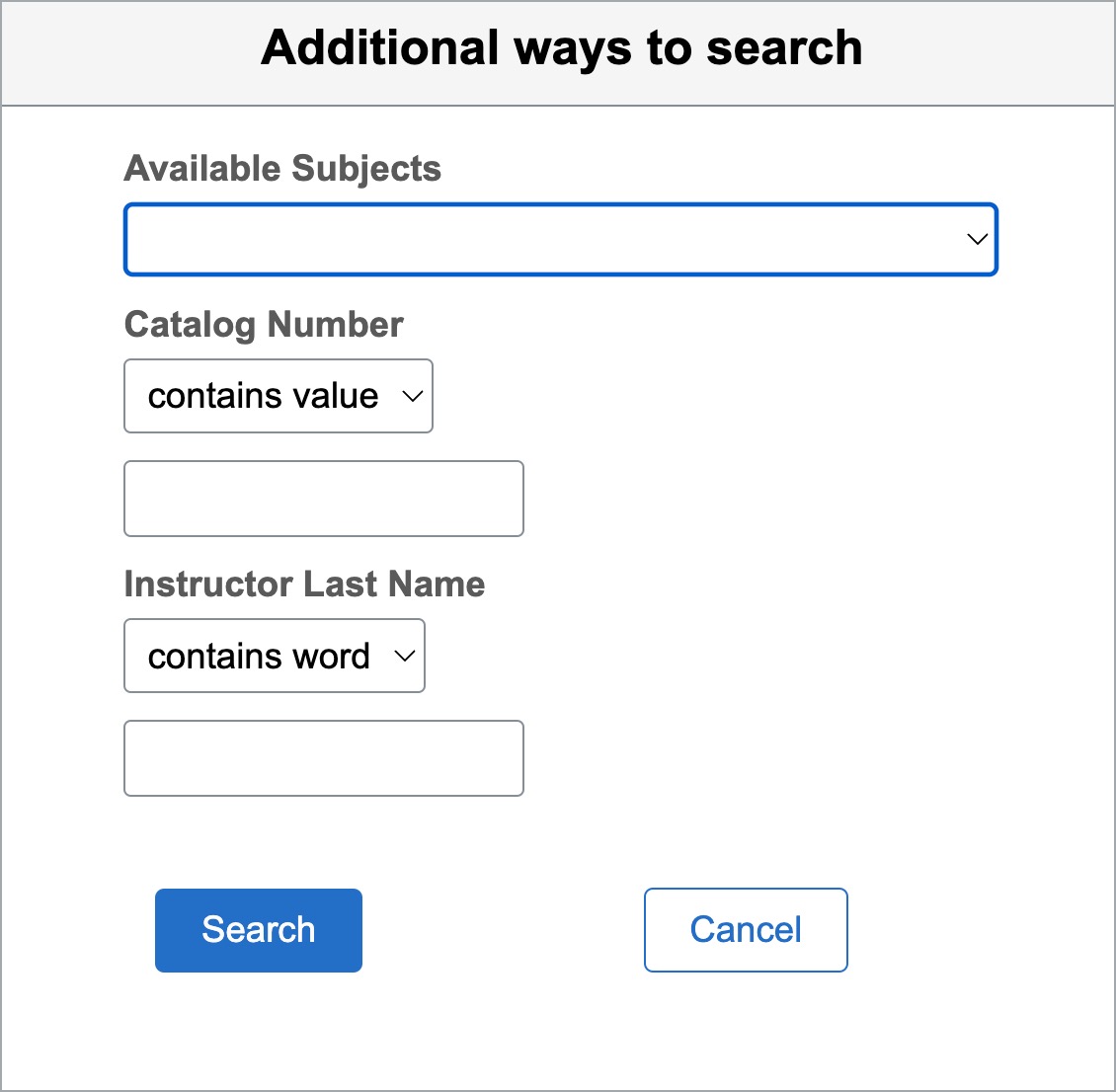 Additional ways to search screen