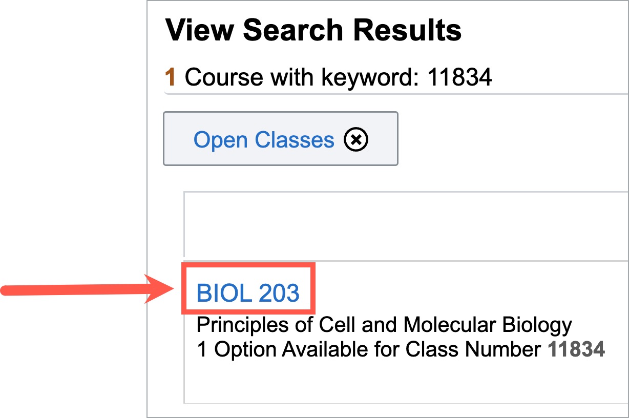 select course name and number