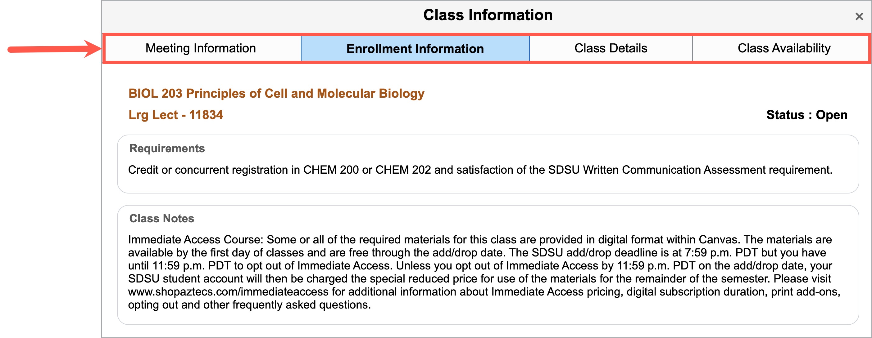 review class info.