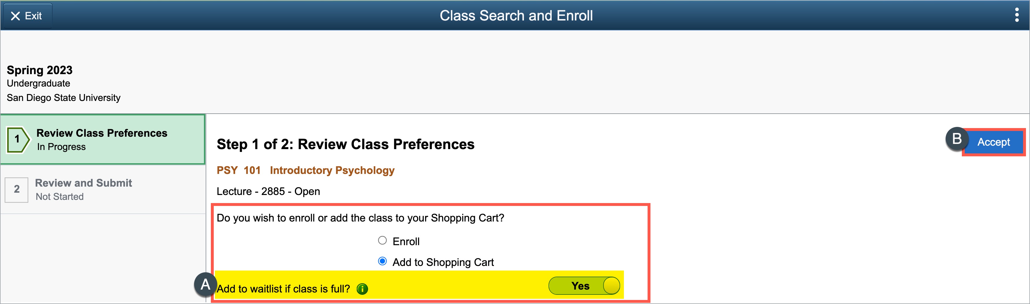 waitlist toggle