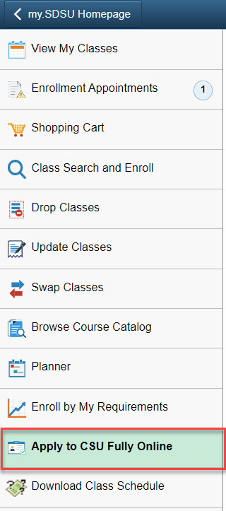 Apply to CSU Fully Online link.