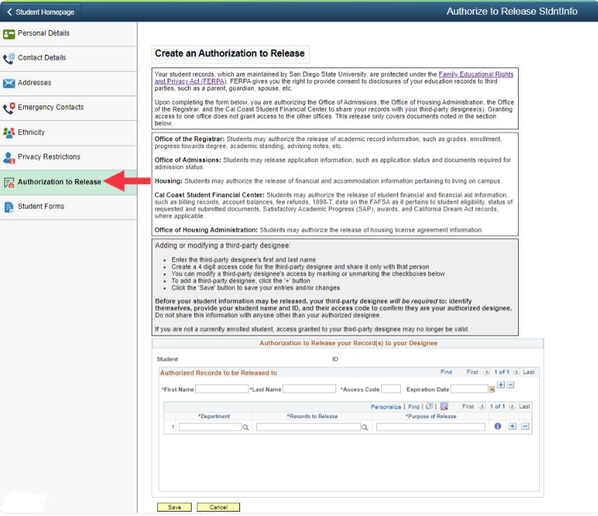 Authorization to Release in navigation