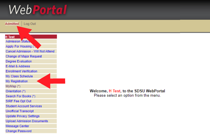 Step 3: Log in to Your SDSU WebPortal | Office of the Registrar | SDSU